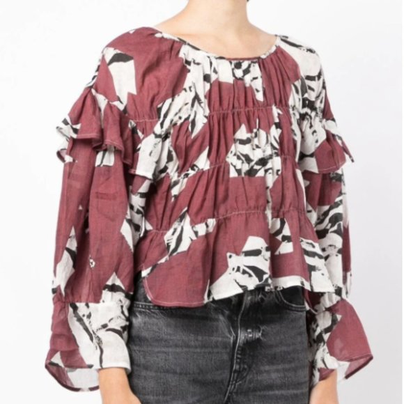 IRO Hilta smocked long-sleeve blouse - SIZE 38 - Picture 1 of 5